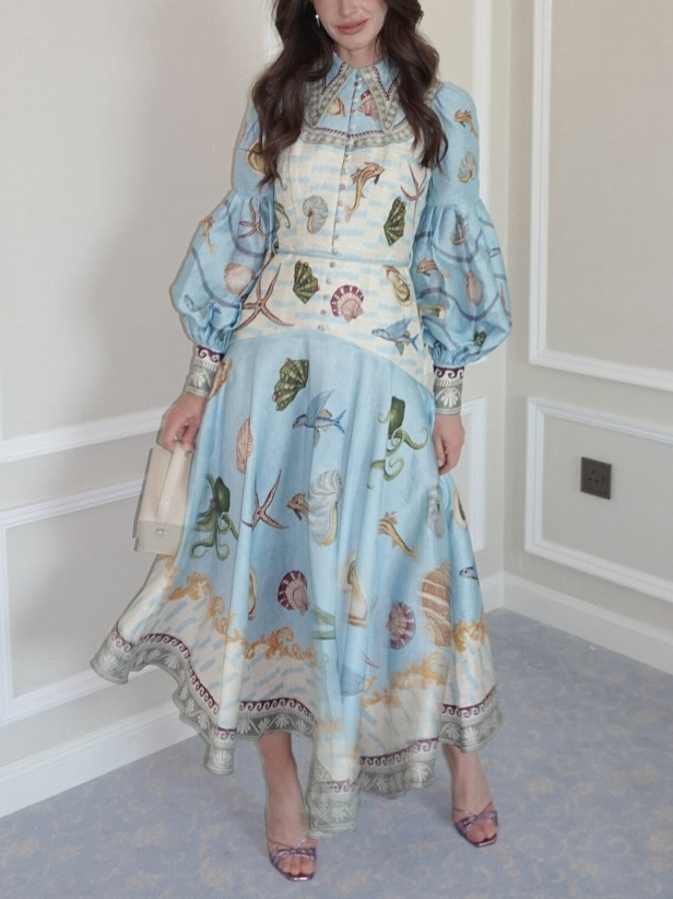 Printed Floral Midi Dress