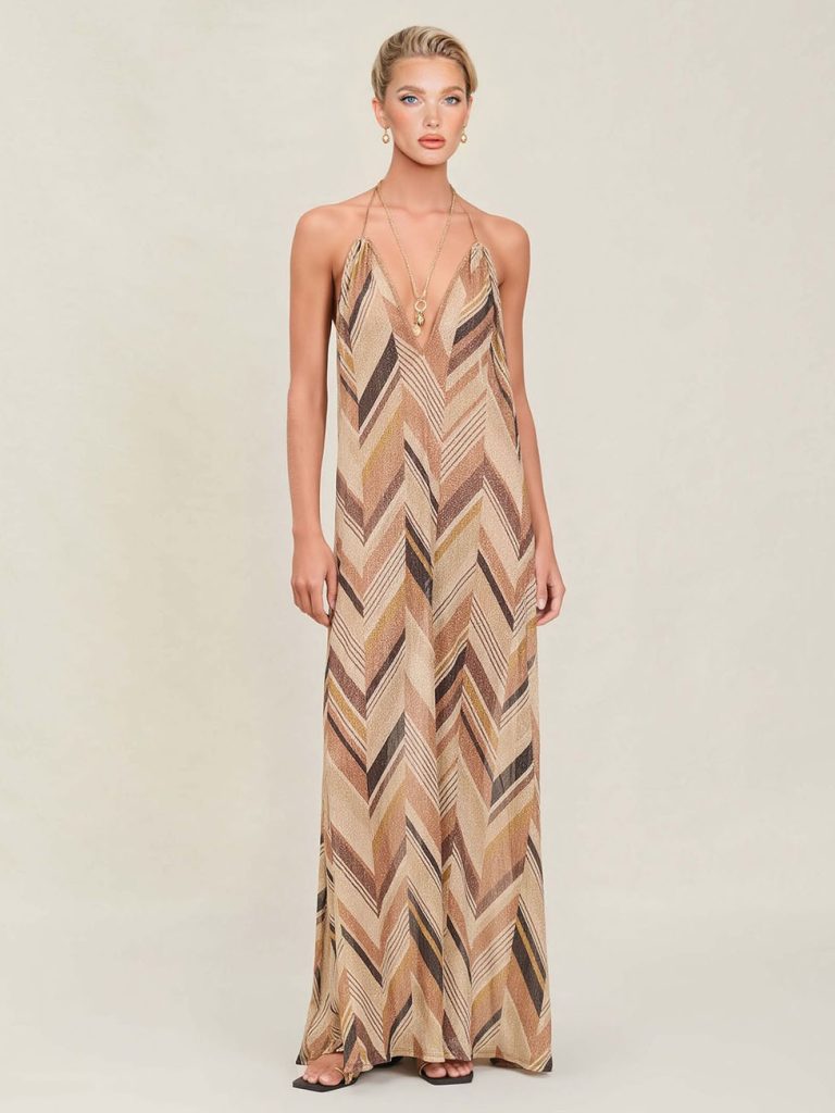 Printed Halter Maxi Dress