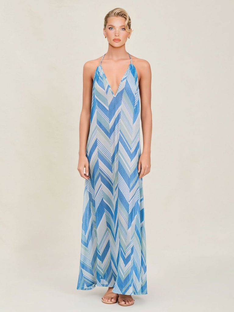 Printed Halter Maxi Dress