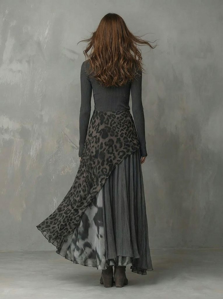 Printed Leopard Print Patchwork Casual Maxi Dress