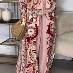 Printed Satin Wide-Leg Loose Fit Pants