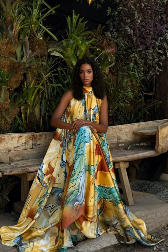 Printed Sleeveless Flared Maxi Dress