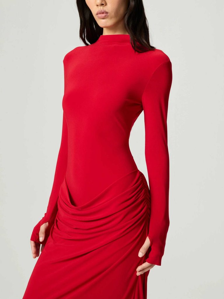 Ruched Long Sleeve Bodycon Elegant Maxi Dress