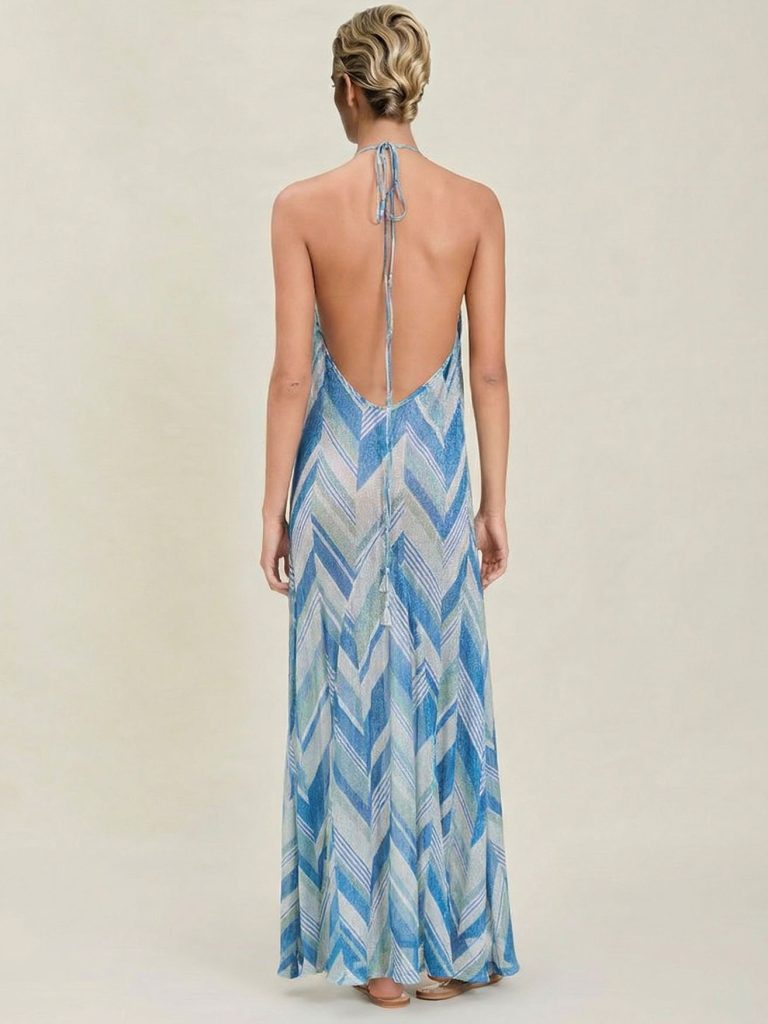 Printed Halter Maxi Dress