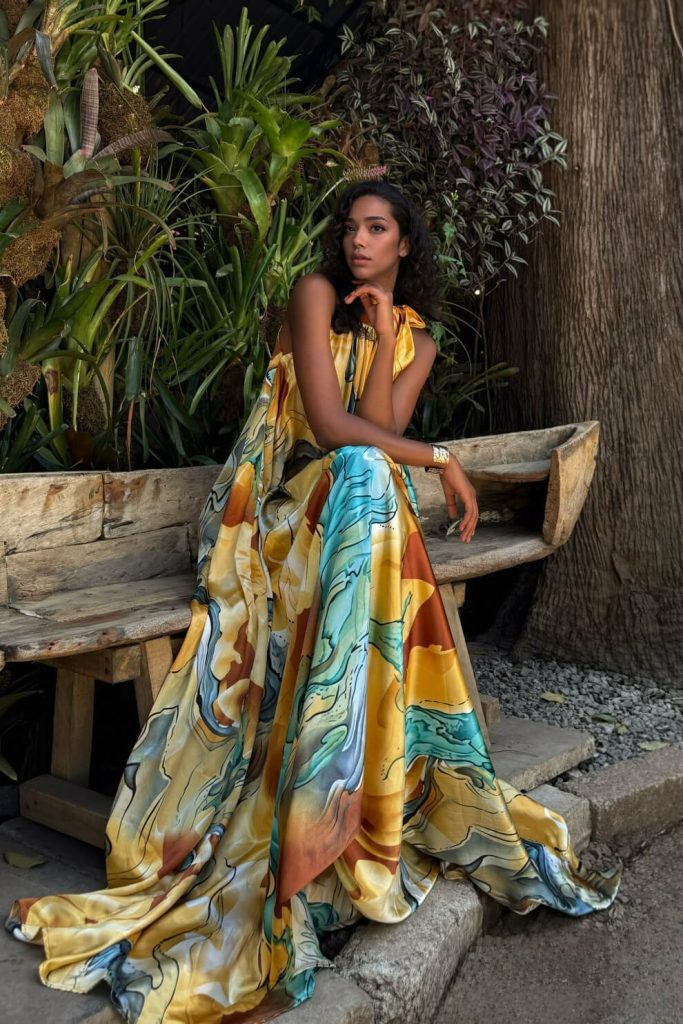 Printed Sleeveless Flared Maxi Dress